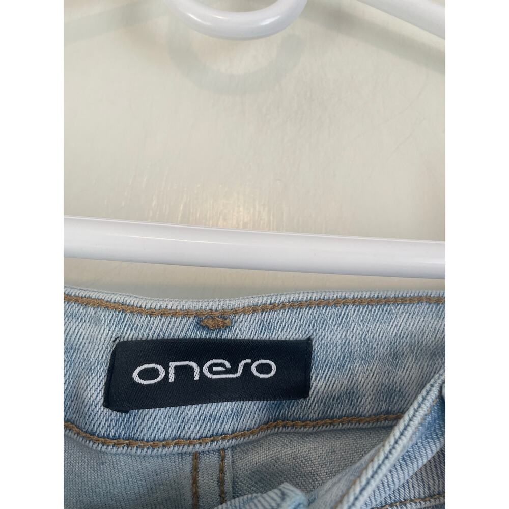 Oneso Wide Leg High Waisted Jeans Light Blue Stretch Zipper Boho Size 31 - Picture 5 of 7